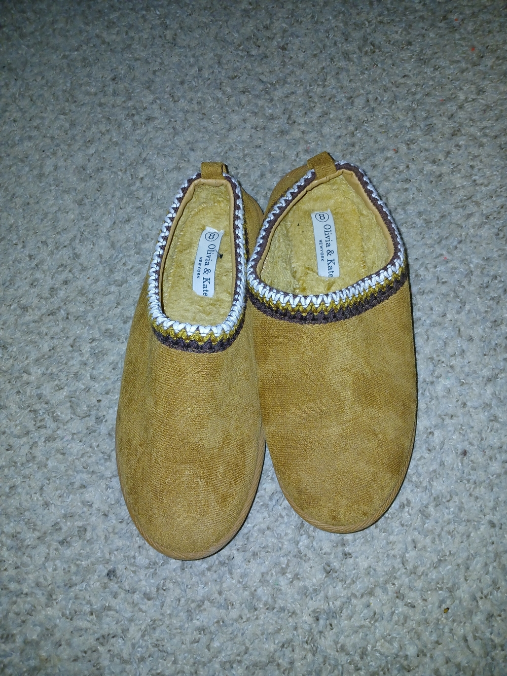 Olivia & Kate Women's Tan Slip-On Cozy Mule Slippers